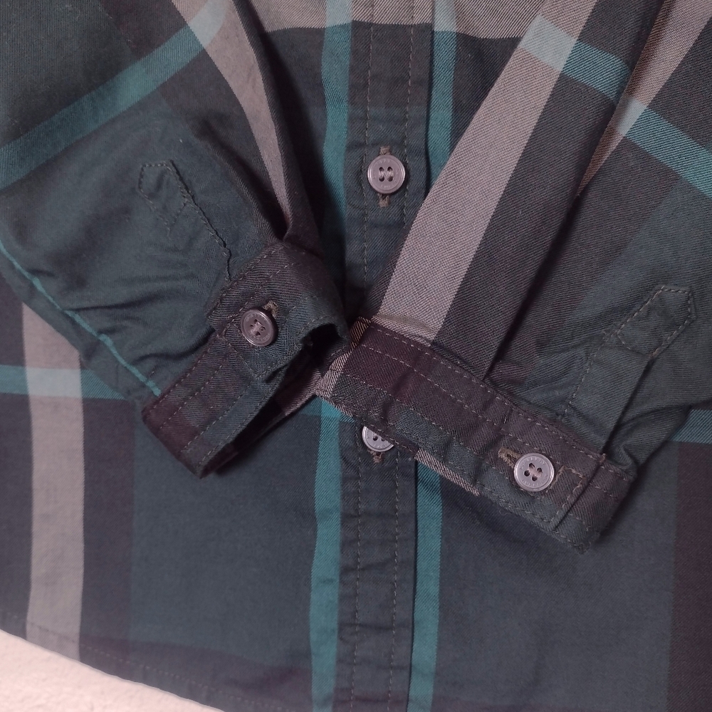 Burberry Children Green Checked Plaid Long Sleeve Button Down Dress Shirt 18M - Picture 7 of 14
